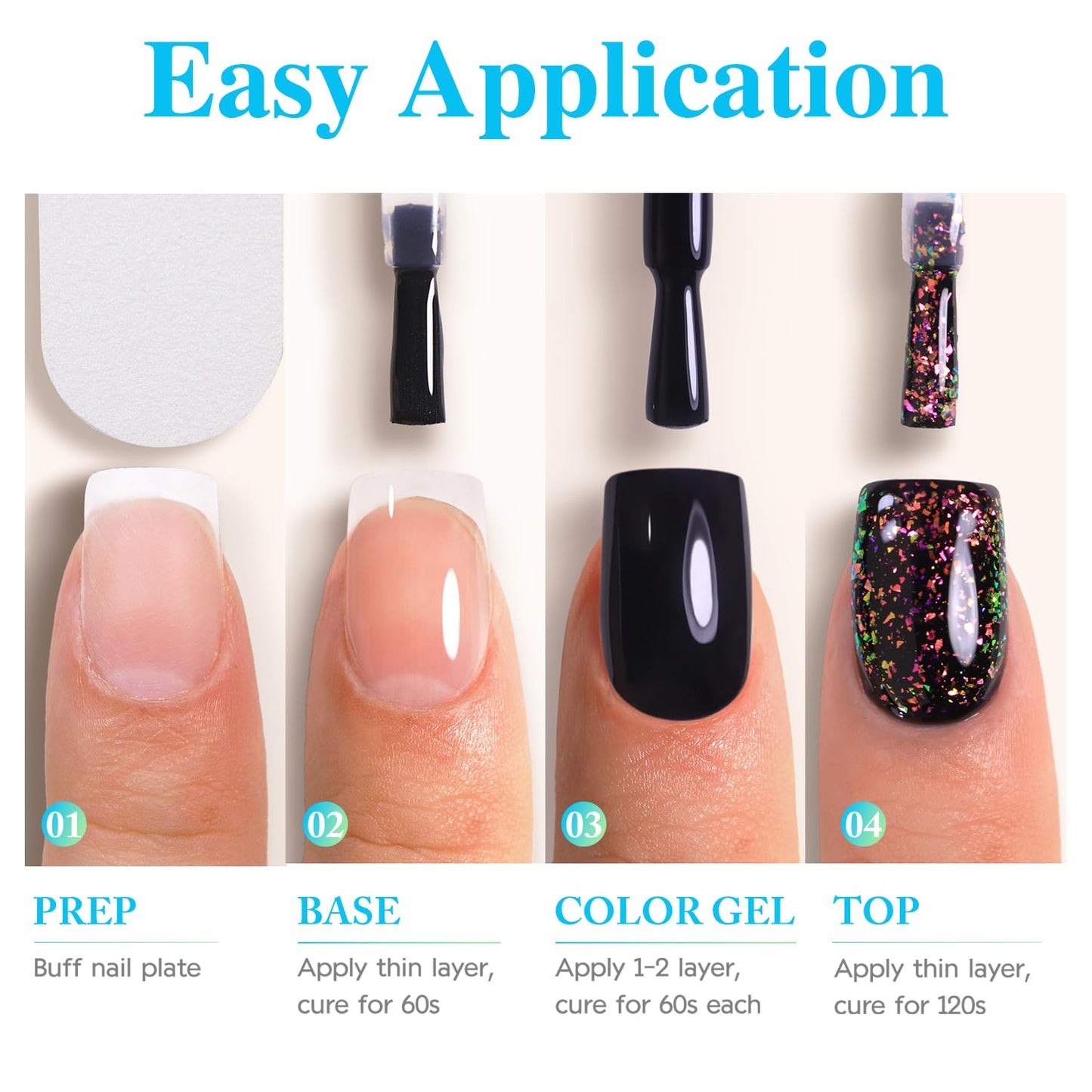 Double Rhythm 15ML No Wipe Gel Top Coat Base Coat Iridescent Glitter Shimmer 2 in 1 Nail Polish Soak Off Manicure DIY Home Salon (AURORA TOP COAT 6)-Velvo Beauty