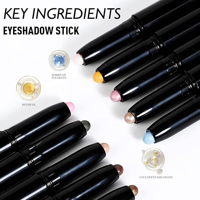 Eyeshadow Stick Matte Eye Shadow Pencil Cream to Powder Eye Brightener Crayon Long-Lasting Crease-Proof Neutral Eyeshadow Buildable Blendable High Pigmented Eye Liner Makeup for Women, 7 YELLOW-Velvo Beauty