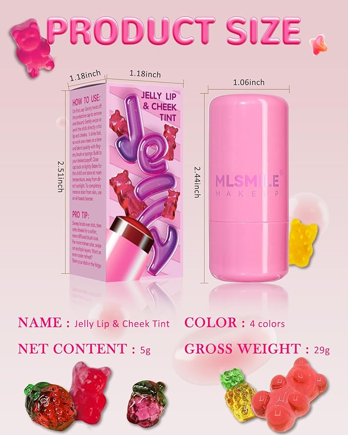 Makeup Jelly Tint, Cooling Water Jelly Tint Red Blush Stick, Sheer Lip & Cheek Tint Stain, Long Lasting Waterproof Jelly Blush Lip Gloss, Vivid Color, Non-Sticky, Buildable Tinted Jelly Lip Stains-03-Velvo Beauty
