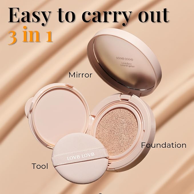 Natural Cover Glow Cushion Foundation | Korean Foundation Makeup | Long-Lasting Buildable Coverage | Lightweight and Moisturizing | Flawless Finish 0.42oz (25N Mocha Beige)-Velvo Beauty