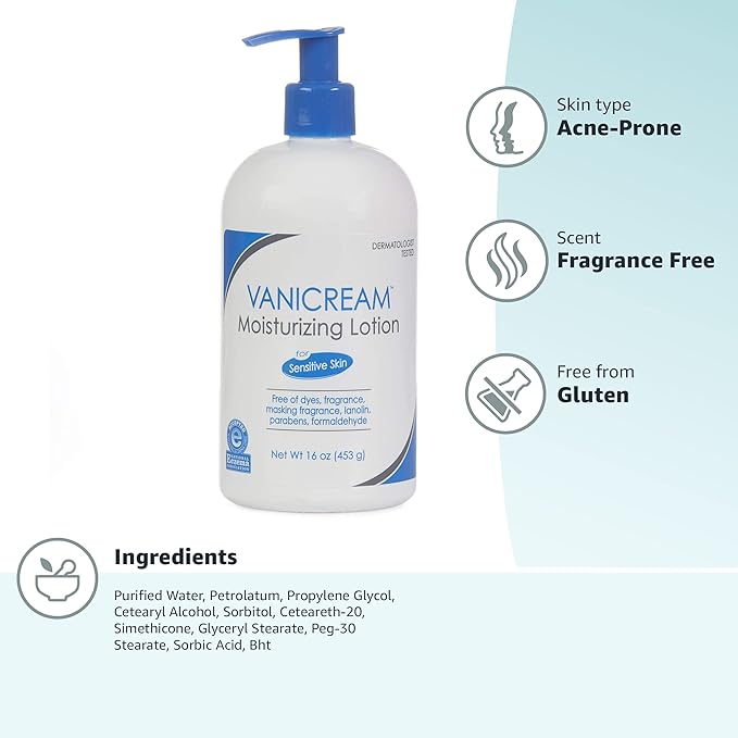 Vanicream Moisturizing Lotion with Pump Dispenser - 16 Fl Oz (Pack of 12) - Formulated Without Common Irritants for Those with Sensitive Skin (Pack of 12)-Velvo Beauty