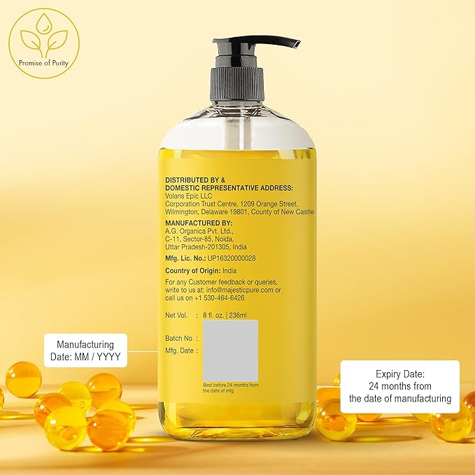 Majestic Pure Vitamin E Oil - 100% Pure & Natural, 20,000 IU | Premium Grade, Cold-Pressed and Tocopherol to Repair Dry, Damaged Skin| Moisturizing Skin, Hair and Scalp 8 Fl Oz-Velvo Beauty