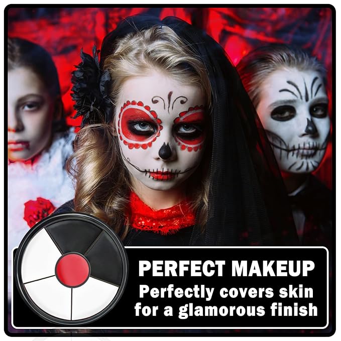 Clown Makeup Kit,Black White Red Face Paint Professional Adult Body Paint Kit for Halloween SFX Special Effects Makeup Kit-Velvo Beauty