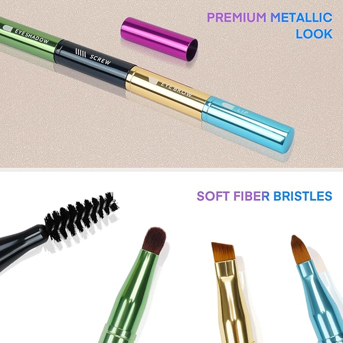 Unaone 4 in 1 Makeup Brush - Lip Brush for Lipstick, Eyebrow, Eyeshadow, Spiral Eyebrow Portable Detachable Multi-functional Lipstick Brush for Makeup-Velvo Beauty