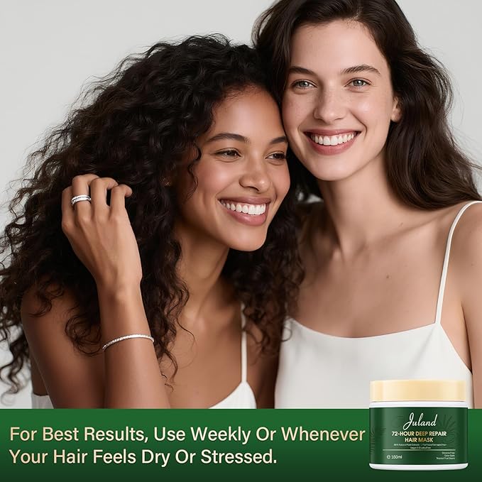 Juland Hair Mask, Collagen Hair Mask with Natural Amla Oil for Moisturization & Damage Repair, Hydroplex Technology for Stronger, Shinier Hair, 11 oz Revitalizing Treatment for Dry-Velvo Beauty