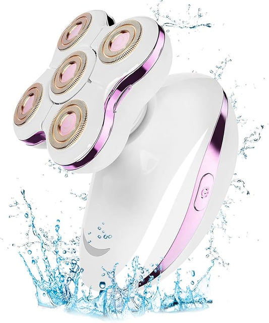 Electric Razors for Women: Rechargeable Shaver with Detachable Head - 5D Wet and Dry Lady Hair Remover for Legs and Hand (Pink)-Velvo Beauty