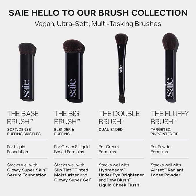 Saie The Base Foundation Brush for Liquid Makeup - Ultra-Soft Makeup Brush with Cruelty-Free, Synthetic Bristles - Designed for Foundation, Skin Tints & Cream Bronzers (1 Count)-Velvo Beauty