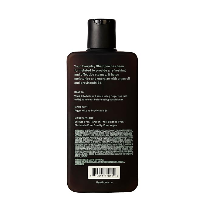 Hawthorne Men's Everyday Shampoo. For Stronger, Healthier Hair with Pure Avocado Oil and Coconut Oil. Mint and Eucalyptus Scent. Natural, Sulfate Free, Paraben Free. 8 fl. oz. 2-Pack.-Velvo Beauty