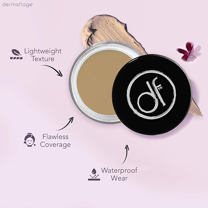 Dermaflage Full Coverage Concealer Cream, Tan, 11 Versatile Shades, Waterproof, Non-Greasy, Matte Finish, Conceals Acne, Dark Circles, Blemish Spots, Tattoos, Bruises, Scars-Velvo Beauty