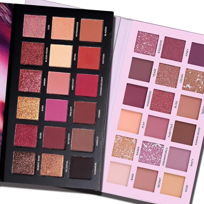 2Pcs Twilight Dusk + Aromas Nude Eyeshadow Palette Makeup Set, Matte Shimmer Glitter Pressed Pearl All Highly Pigmented Blending Powder, Natural Velvet Texture Eye Shadow Kit-Velvo Beauty