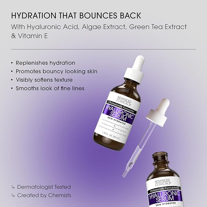 Advanced Clinicals Hyaluronic Acid Serum For Face | Moisturizing Facial Skin Care Products | Hydrating Serum For Face Helps Improve Look Of Wrinkles, Fine Lines, & Uneven Dry Skin Texture, 2-Pack-Velvo Beauty