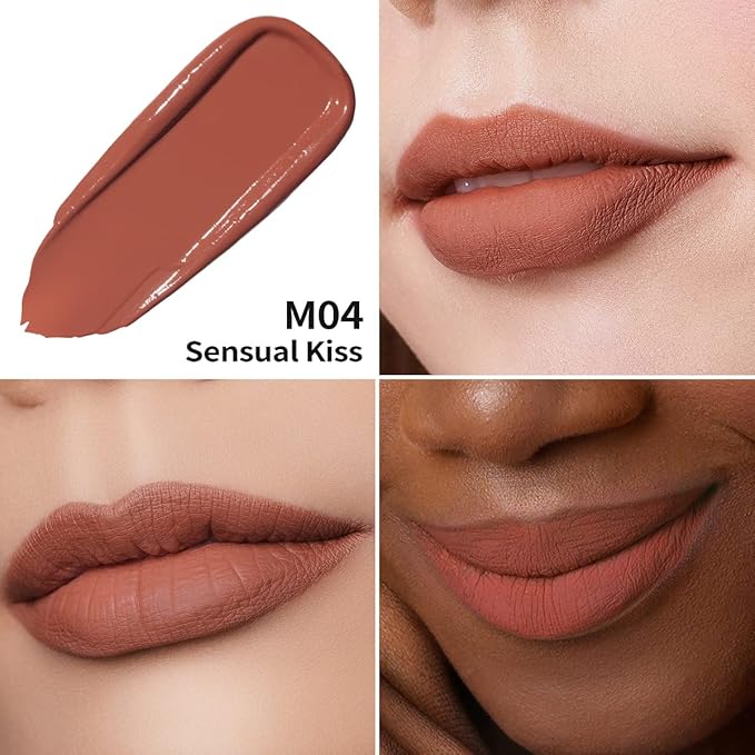Oulac Matte Liquid Red Lipstick for Women, Orange-Brown Tones Red Lip Gloss Long Lasting, Highly Pigmern Lip Color with Vitamin E & Rose Oil, Waterproof, Vegan & Cruelty-Free M04-Velvo Beauty