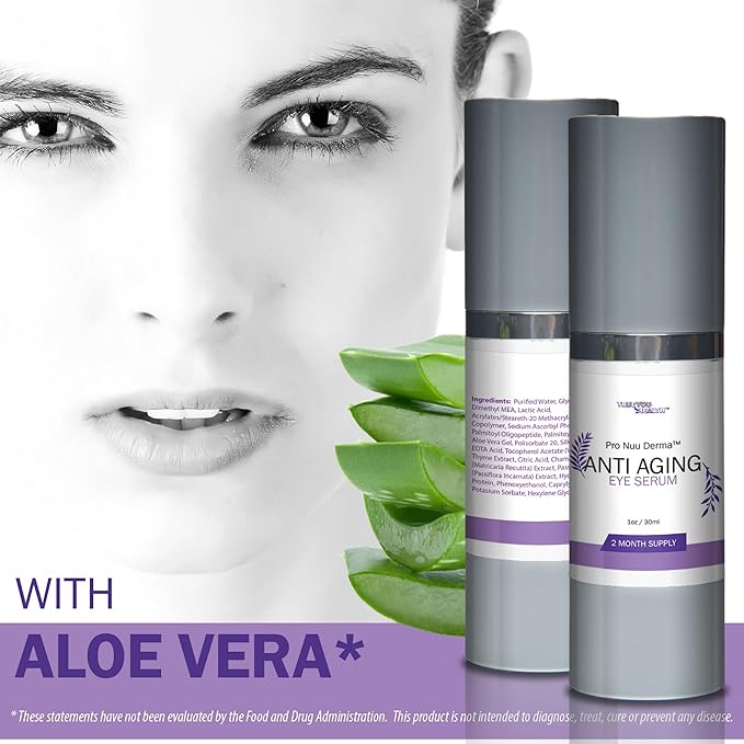 Pro Nuu Derma Serum - 2 Month Supply Anti Aging Serum - Our Best Eye Serum - Improve Dark Circles & Wrinkles with Anti Aging Vitamin C Anti Wrinkle Serum - Anti Aging Eye Serum to Aid Skin Stem Cells-Velvo Beauty