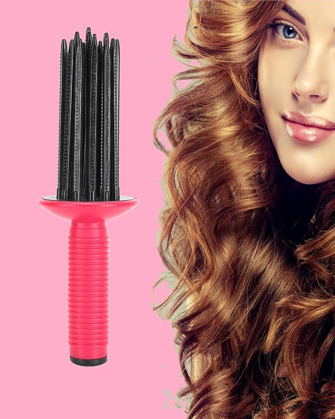 Hair Fluffy Styling Curler Curls Comb,Hair Curler Curling Make Up Brush Roller Tool Portable Hair Curling Roll Comb Anti‑Slip Professional Round Hair Brush for Home Personal Use Travel-Velvo Beauty