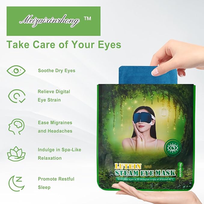 10PCS Steam Eye Mask, Relieve Eye Fatigue, Can be Used for Eye Relaxation, Jet Lag or Insomnia, Disposable Heated Steam Eye Mask, Rich in Nutrients Heated to Promote Absorption (Fragrance-Free)-Velvo Beauty