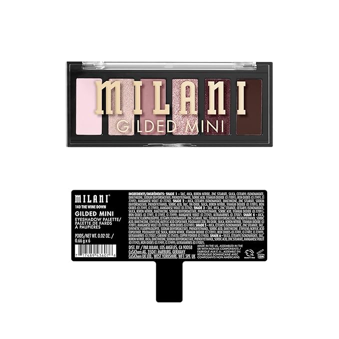 Milani Gilded Mini Eyeshadow Palette with 6 Matte & Shimmer Hues - The Wine Down-Velvo Beauty