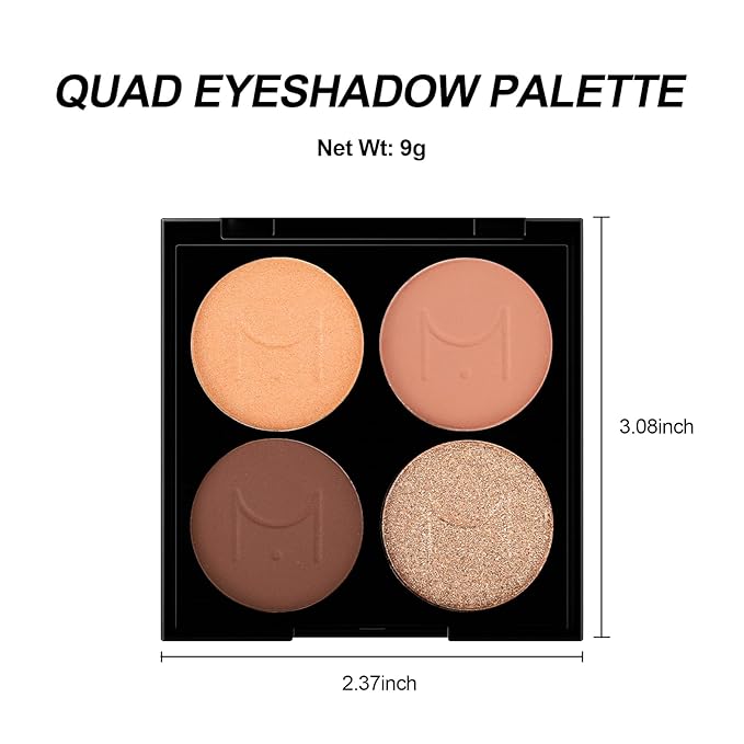 Erinde Quads Matte Eye Shadow Powder Makeup Palette, Nude Neutral Brown & Champagne Pink Shimmer Eyeshadow, Long Wearing Waterproof Everyday Eye Makeup, sombras de ojos, with Built-In Mirror, 02-Velvo Beauty