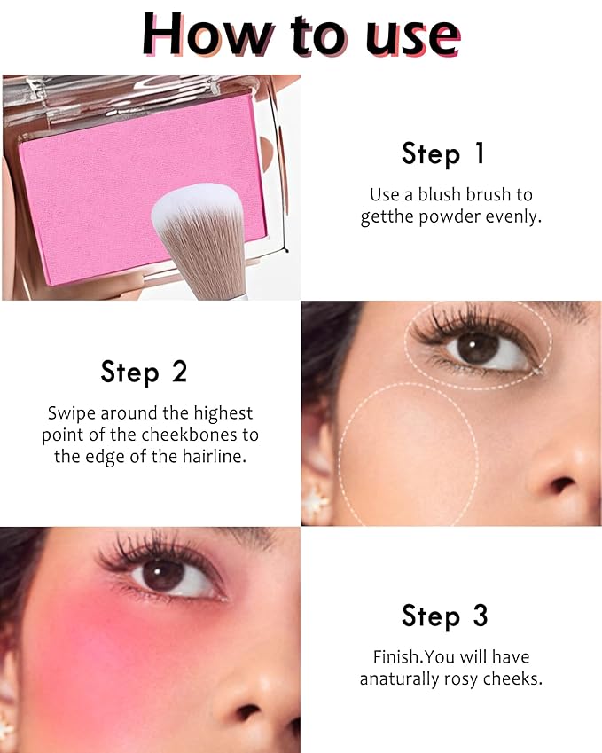 Pink Powder Blush Palette, Matte Powder Makeup Blush for Cheeks, Natural Glow Face Blush Contour Palette, Lightweight,Smooth, Highly Pigmented Buildable Color, Long-lasting All-Day Face Enhancing-Pink-Velvo Beauty
