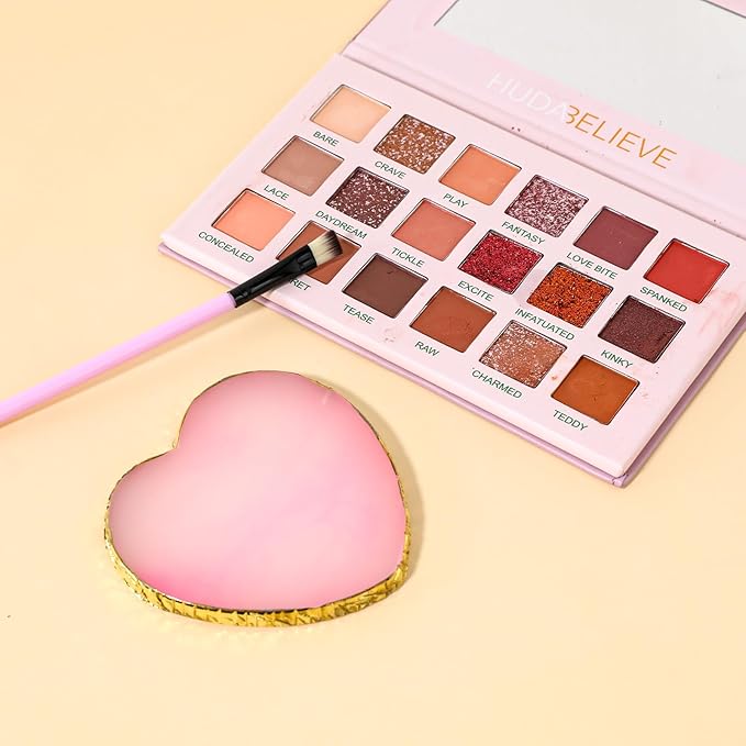 Resin Nail Art Palette Nail Mixing Palette Nail Art Painting Mixed Color Palettes Gold Edge Nail Holder Display Board Cosmetic Mixing Tools (Pink)-Velvo Beauty