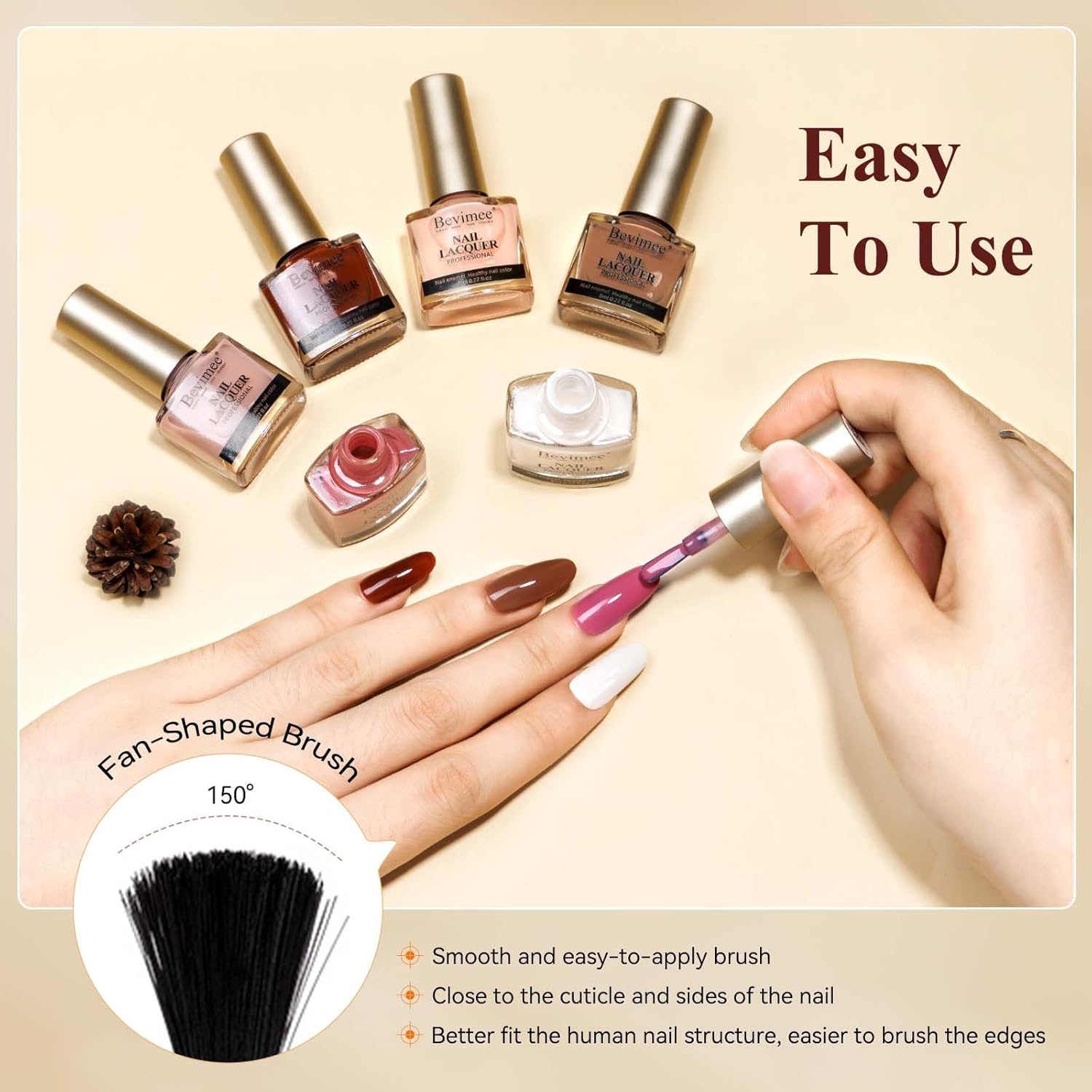 Vegan Nail Polish Set: Air Quick Dry Nail Lacquer Milky White, Nude, Brown 6 Regular Colors Nail Art Polish Non Gel Fast Drying Fingernail Polish Bulk DIY Salon Gift For Women-Velvo Beauty