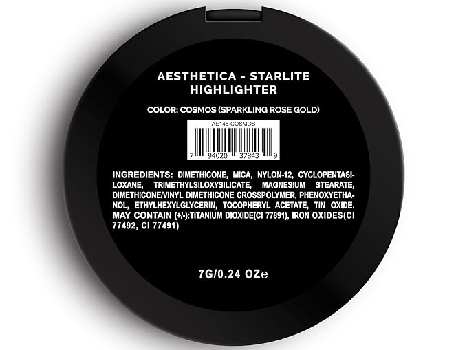 Aesthetica Starlite Highlighter - Metallic Shimmer Highlighting Makeup Powder - Cosmos (Sparkling Rose Gold)-Velvo Beauty