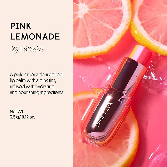 Winky Lux Pink Lemonade Tri-Color Tinted Lip Balm – Lip Care with Jojoba Oil & Vitamin E, Sheer Tint, Juicy Citrus Scent, Softens and Hydrates Dry Lips-Velvo Beauty