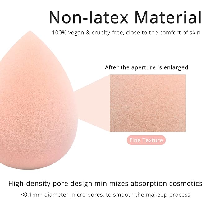 BEAKEY Makeup Sponge Set, Foundation Blending Sponge, Beauty Sponges Flawless for Liquid, Cream, and Powder, Microfiber Latex-Free and Vegan Boun Boun Sponges, 5 Pcs Pink Makeup Sponges-Velvo Beauty