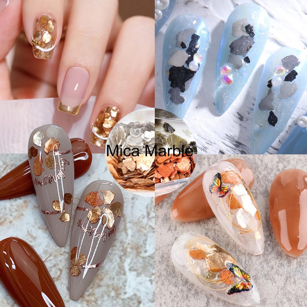 3 Boxes 36 Grids Nail Art Foil Flakes Glitter Irregular Mica Seashell Flakes,Nail Supplies Glitter Slice Colorful Marble Seashell DIY Acrylic Decorations Charms-Velvo Beauty