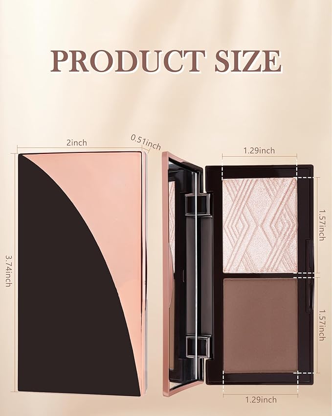 Face Contour Glitter Highlighter Powder Palette-2 in 1 Cruelty-Free Matte Bronzer Powder,Shimmer Illuminator Highlighters for a Glowing Look,Blendable Makeup Palette,Valentine's Day Gift for Women-01-Velvo Beauty