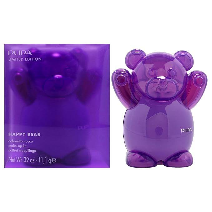 Pupa Milano Happy Bear Makeup Kit, 001 Violet, 0.39 oz - Makeup Gift Set - Makeup Palette - Blush - Eyeshadow - Highlighter - Lip Gloss - Face Makeup-Velvo Beauty