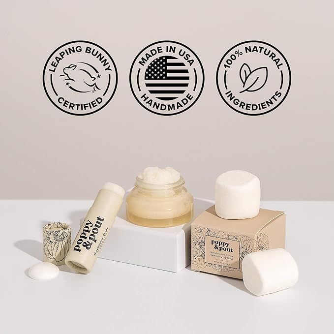 Poppy & Pout Marshmallow Creme Jumbo Lip Balm | All Natural Lip Balms & Moisturizers | Hydrates with Beeswax, Vitamin E, Organic Coconut Oil | Cruelty-Free | Lip Balm in Recyclable Cardboard Tube-Velvo Beauty