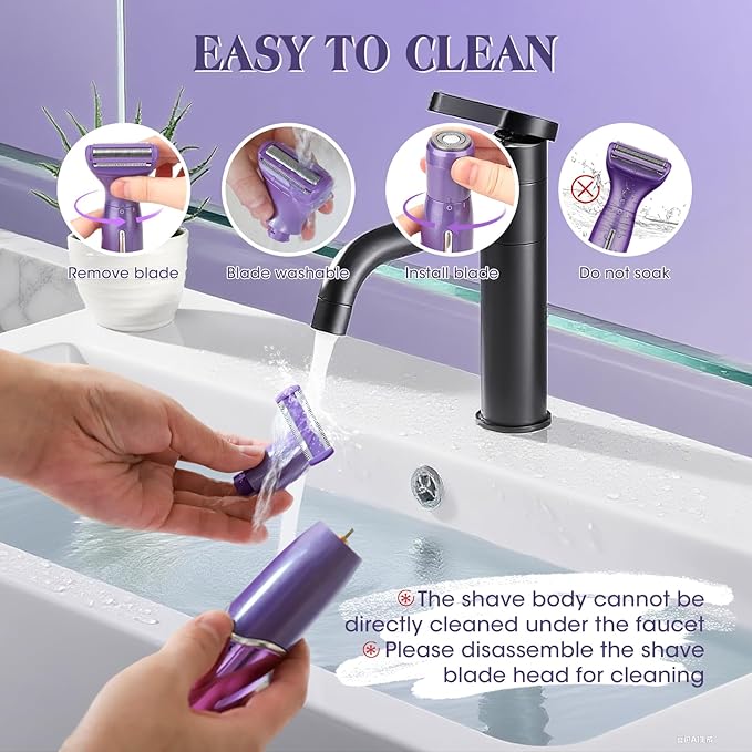 Electric Razor for Women,6 in 1 Women's Bikini Trimmer Shaver for Women & Men Pubic Hair, Private Area, Legs, Eyebrow,Face, Nose, Eyebrow, Body Hair Removal IPX5 Waterproof Wet & Dry-Velvo Beauty