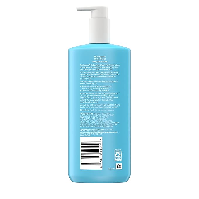 Neutrogena Hydro Boost Body Moisturizing Gel Cream with Hyaluronic Acid, Non-Greasy & Fast Absorbing, Lightweight Hydrating Body Lotion for Normal to Dry Skin, Fragrance-Free, 16 oz (Pack of 2)-Velvo Beauty