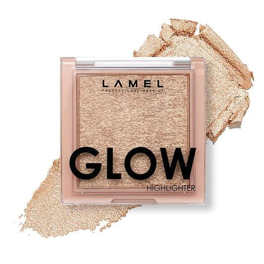 LAMEL Glow Highlighter: Face Make Up & Contour Palette in Deep, Vibrant Colors - Natural Shimmer - Compact Size & Perfect for Travel - Cruelty Free - 3.8gr/0.13 oz 402 (Sun)-Velvo Beauty