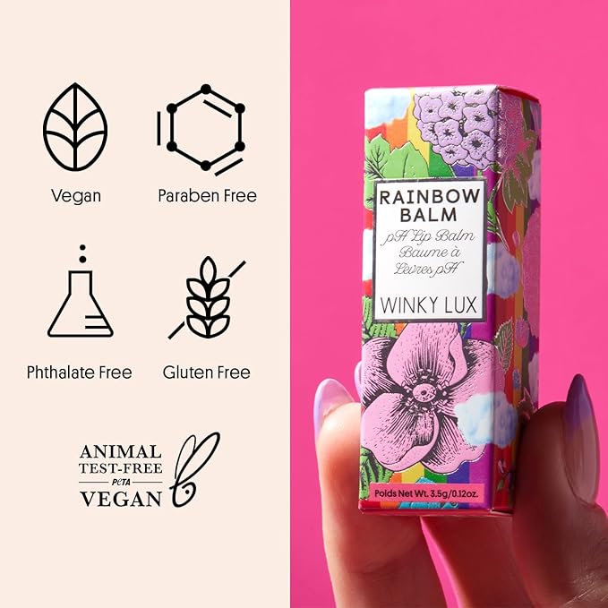 Winky Lux Rainbow Tri-Color Tinted Lip Balm – Hydrating Lip Care with Jojoba Oil & Vitamin E, Sheer Pink Tint, Moisturizes and Softens Dry Lips-Velvo Beauty