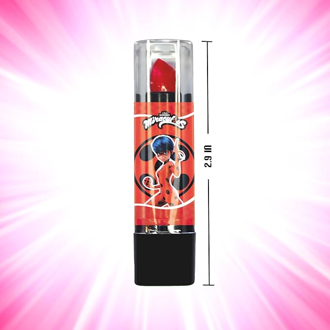 Miraculous Ladybug Cosmetic Lipstick Set - 7 Fruit Scented Color-Changing Lipsticks for Kids - Transforming Lipsticks Turn Pink - Magic Lipsticks Gift Set - Safe & Fun Makeup Kit-Velvo Beauty