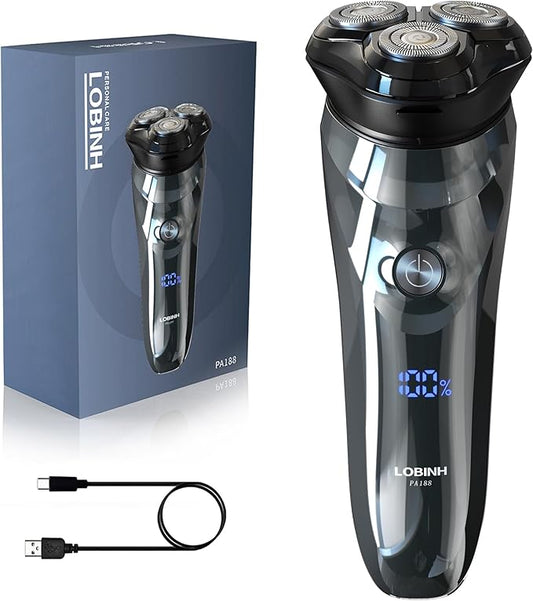 Electric Shaver for Men, 100% Washable Rechargeable Waterproof Electric Razor Wet & Dry Shaving with Pop-up Trimmer, 1 Hour Fast Charging, 4D Floating Head, LCD Power Indicator-Velvo Beauty
