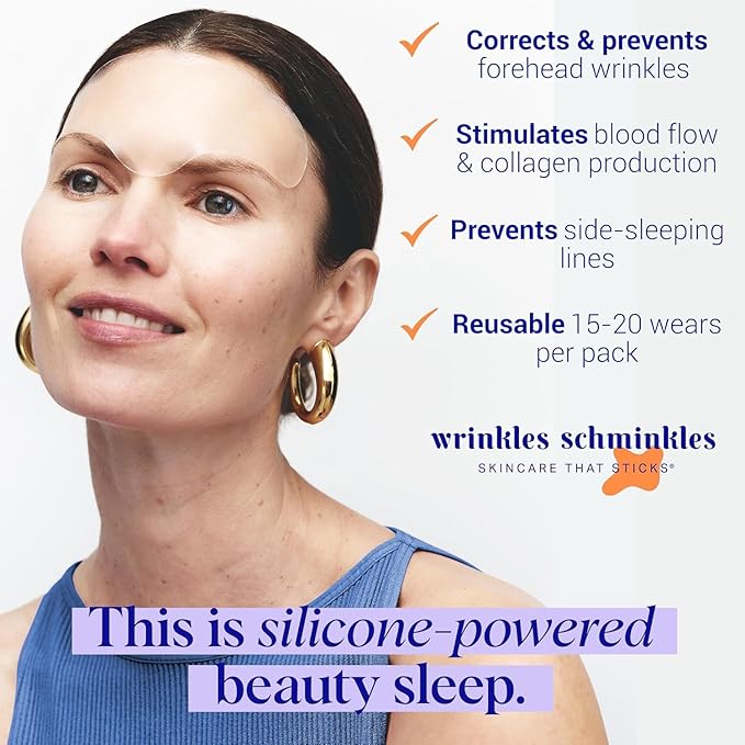 Wrinkles Schminkles Forehead Wrinkle Patches, 4-Pack, Reusable Hypoallergenic Silicone Smoothing Pads for Reducing Frown Lines & Face Lift Overnight-Velvo Beauty