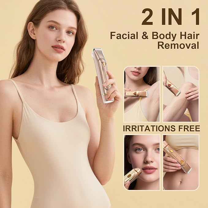Dermave Bikini Shaver - Bikini Trimmer for Women, Waterproof Dual Head Shaver (Gold)-Velvo Beauty