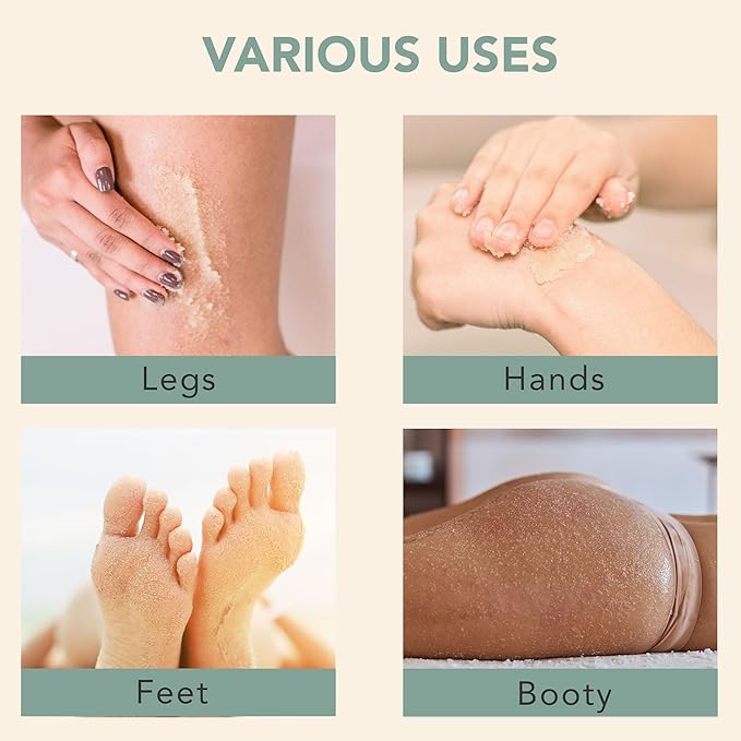 Peppermint Tea Tree Organic Body Scrub - USA Made Sugar Scrub with Natural Ingredients, Moisturizing Body & Foot Exfoliator for Dry and Sensitive Skin, Removes Dead Skin Cells & Reduces Ingrown Hair-Velvo Beauty