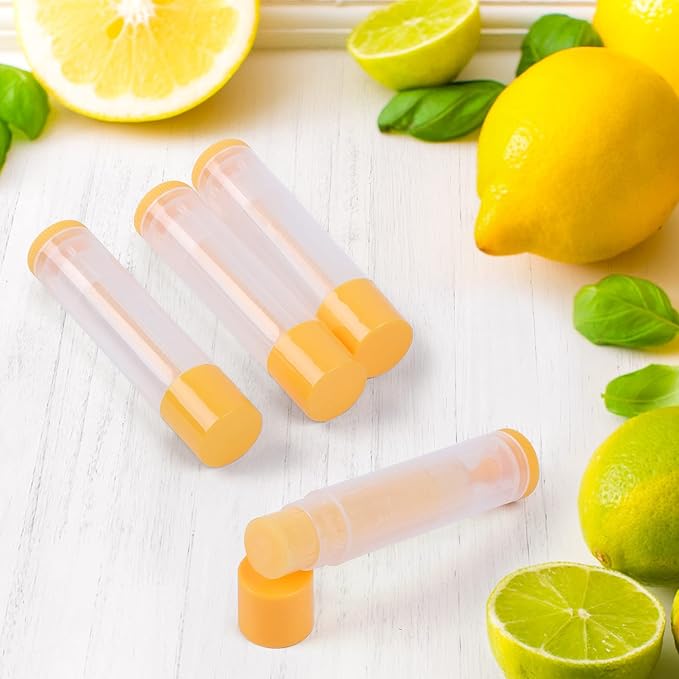 LotFancy Lip Balm Tubes Empty, 60PCS 5.5ml (3/16 Oz), Clear Lip Balm Container Tubes with Yellow Caps, BPA Free & Leak Free, Refillable-Velvo Beauty