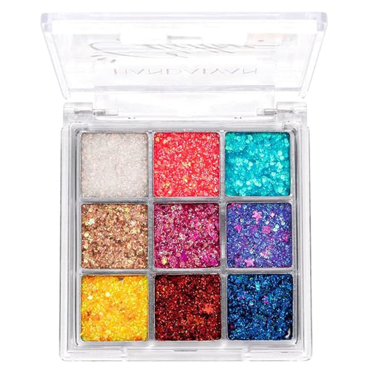 Glitter Eyeshadow Palette, Shimmer Purple Pink Blue Colorful Eyeshadow Palette, Lip Face Eye Glitter Makeup, Lasting Waterproof High Pigmented Eye Shadow Palette for Girl Women-Velvo Beauty