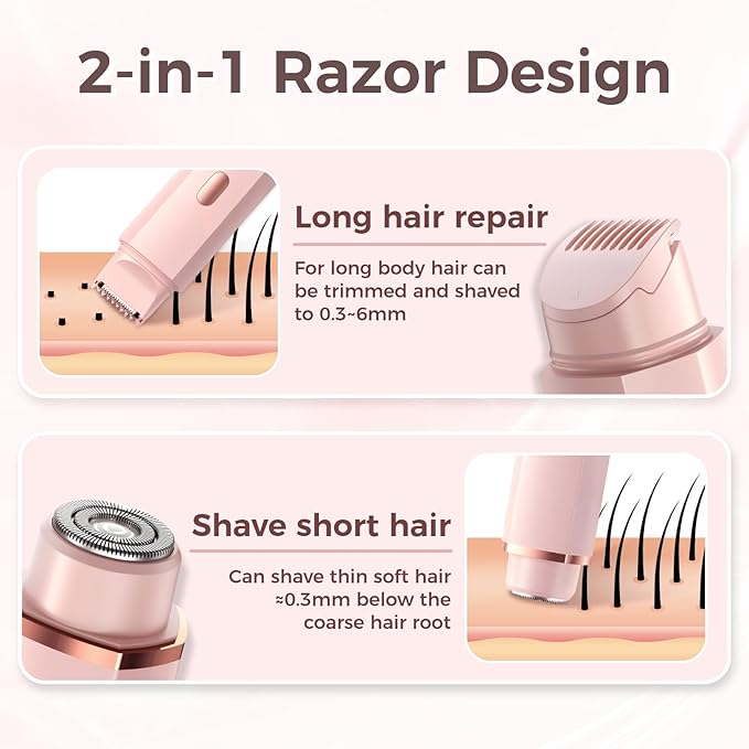 Bikini Trimmer for Women, 2 in 1 Electric Razors for Women, IPX7 Waterproof, USB Rechargeable Wet and Dry Shaver, Suitable for Hair Removal All Over The Body-Velvo Beauty