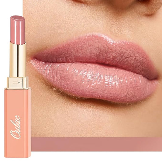 Oulac Moisturizing Shine Mauve Pink Lipstick for Women - 2 in 1 Glossy Light Pink Tinted Lip Balm, Hydrating Winter Lipstick for Dry Lips,Shine Juicy Finish Vegan 2.2g/0.07oz (14)-Velvo Beauty