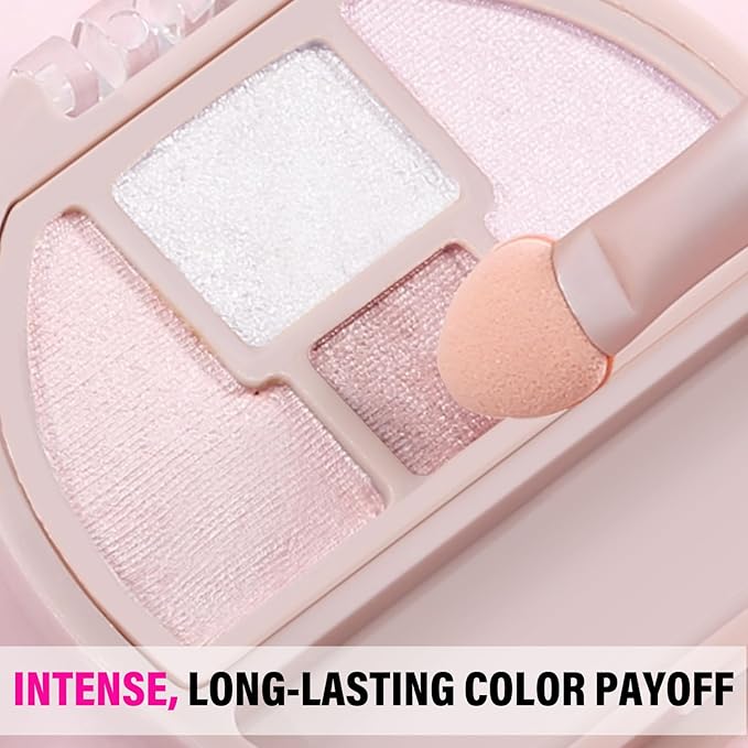 Boobeen 4-Color Makeup Palette, Highly Pigmented Glitter Eyeshadow Contour Palette with Smudger, Multi-purpose Face Makeup Palette for Eye/Face/Highlighter, Creates Shimmer Finishes, Long-lasting-Velvo Beauty