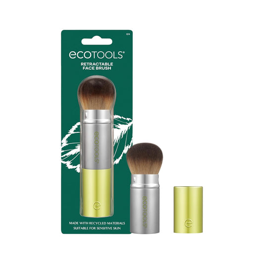 EcoTools Retractable Face Makeup Brush, Kabuki Brush for Foundation, Blush, Bronzer, & Powder, Travel Friendly & Perfect for On The Go, Eco Friendly, Synthetic & Cruelty Free Bristles, 1 Count-Velvo Beauty