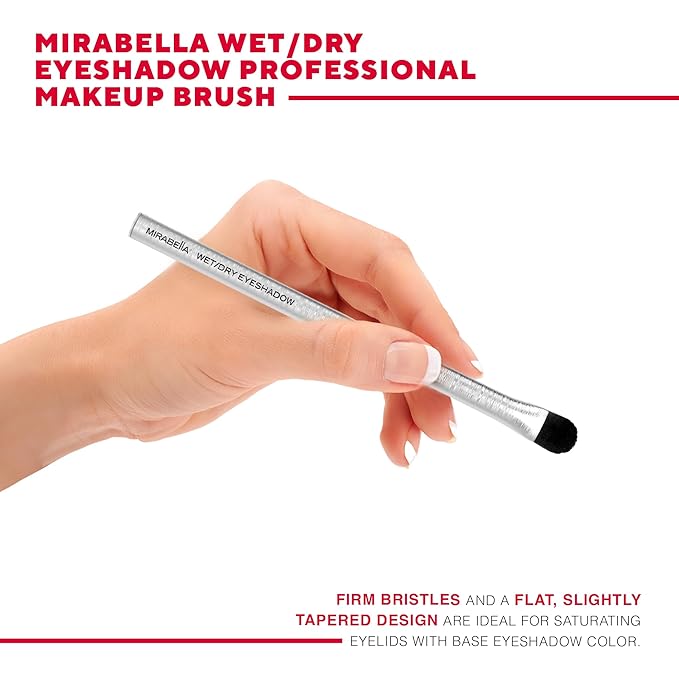 Mirabella Wet & Dry Eyeshadow Brush, Premium Professional Makeup Brush Collection, Cruelty-Free Synthetic Bristle Brush, Hand-Sculpted Brushed Aluminum Handle, Luxury Blending Brush for Makeup-Velvo Beauty