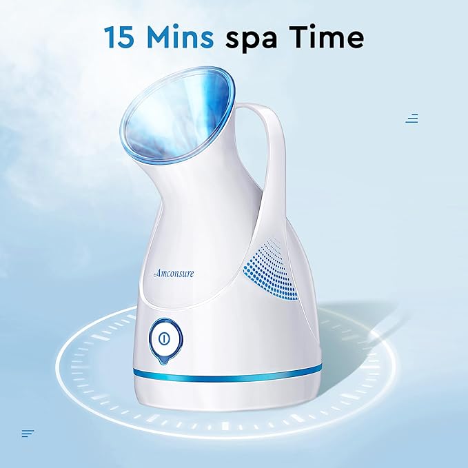 Amconsure Facial Steamer - Nano Ionic Face Steamer Warm Mist Steamer for Home Sauna SPA, Humidifier for Deep Cleaning Unclogs Pores Sinuses(Blue)-Velvo Beauty