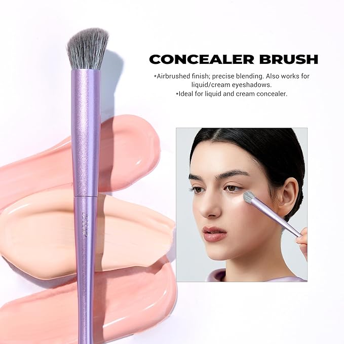 Jessup Face Makeup Brush Set 3 pcs, Ultra-Soft Dense Makeup Brushes for Foundation Contour Powder and Blush, Premium Synthetic Fiber, Luxury Purple T513-Velvo Beauty