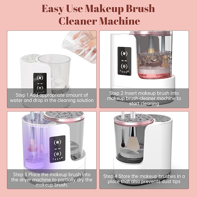 3 IN 1 Electric Makeup Brush Cleaner Machine With Makeup Brush Dryer-Holder-Portable Automatic USB Cosmetic Brushes Cleaner Tool for All Size Beauty Makeup Brush Set,Contour, Eyeshadow, Blush Brush-Velvo Beauty